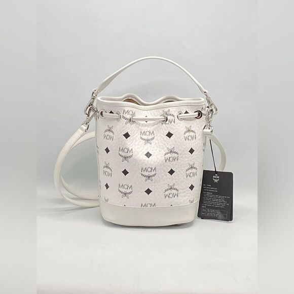 MCM Dessau Visetos Mini Drawstring Bucket Bag - Picture 6 of 13